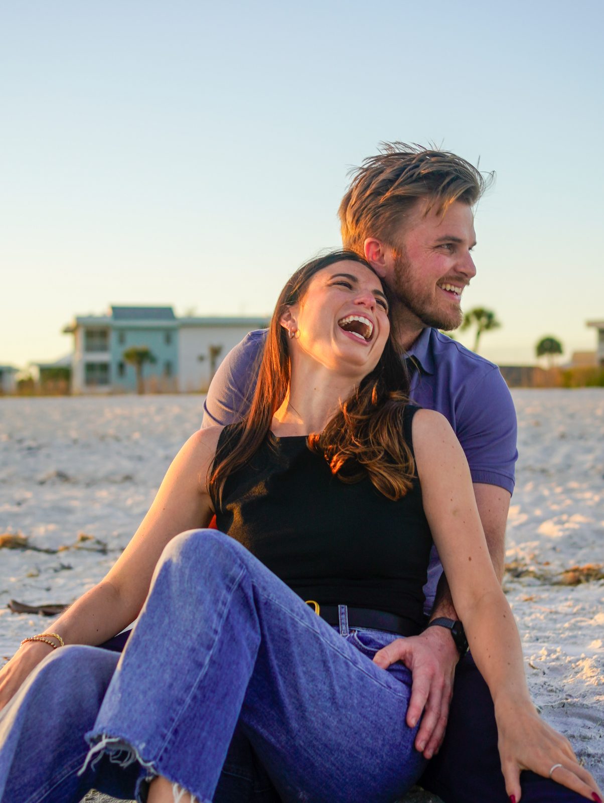 Couple on the beach at sunset