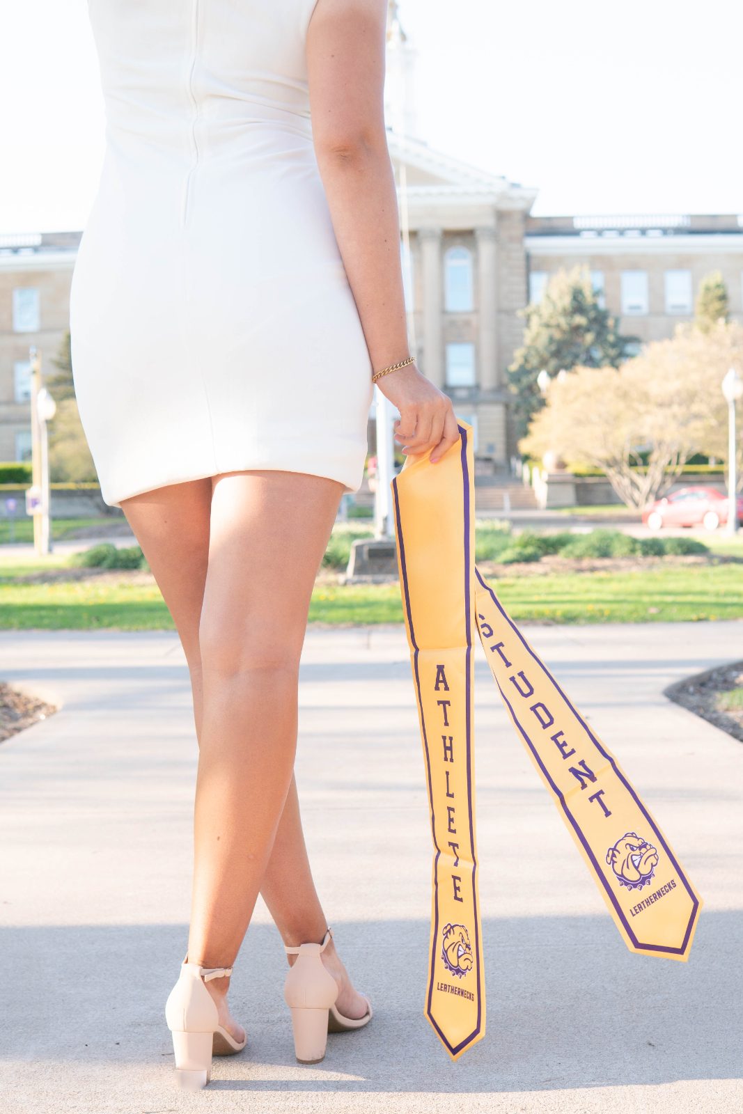 Close detail of a graduation stole