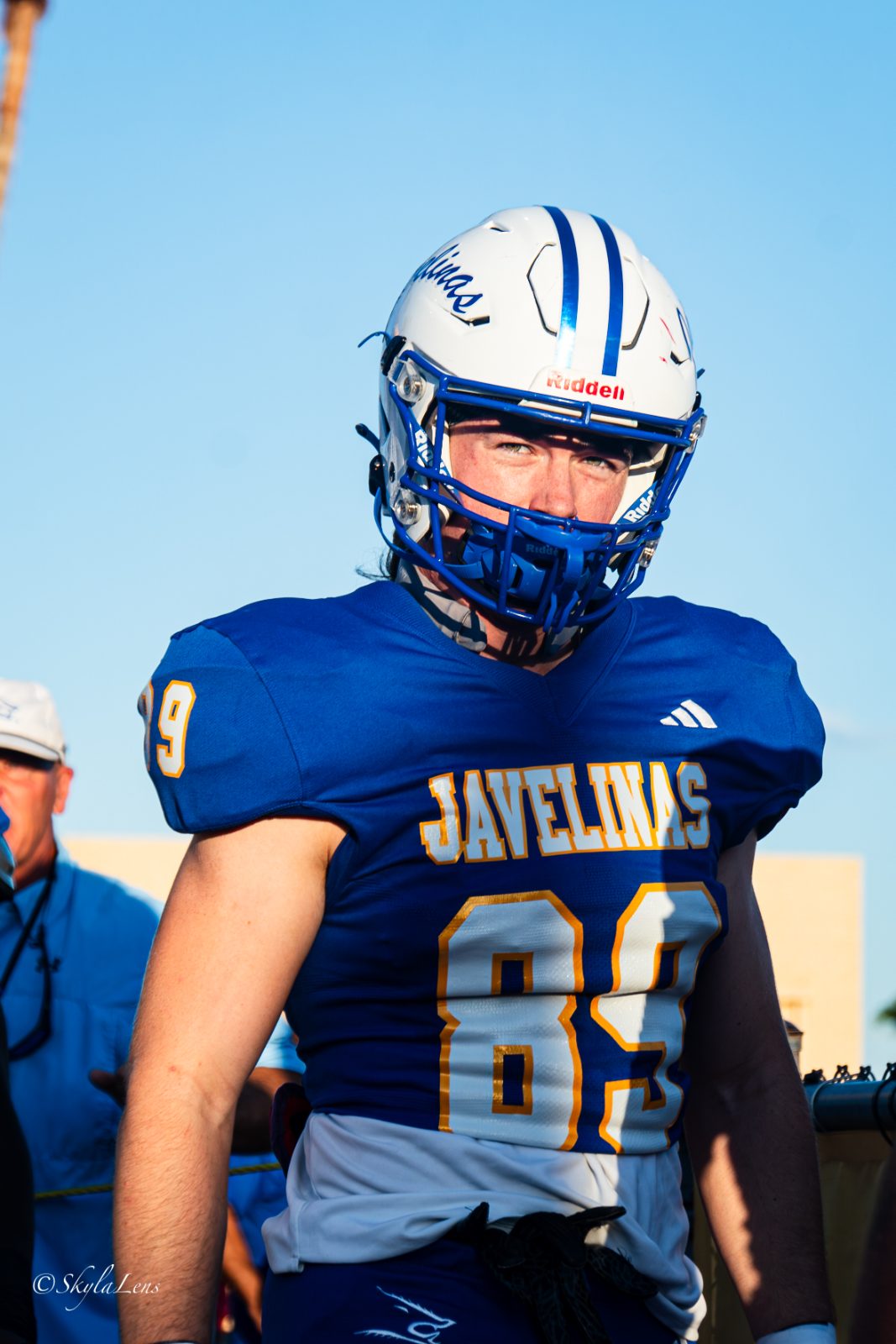 Football player in uniform on the field